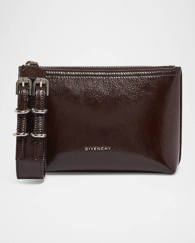 Voyou Small Pouch Bag in Shiny Crinkled Leather